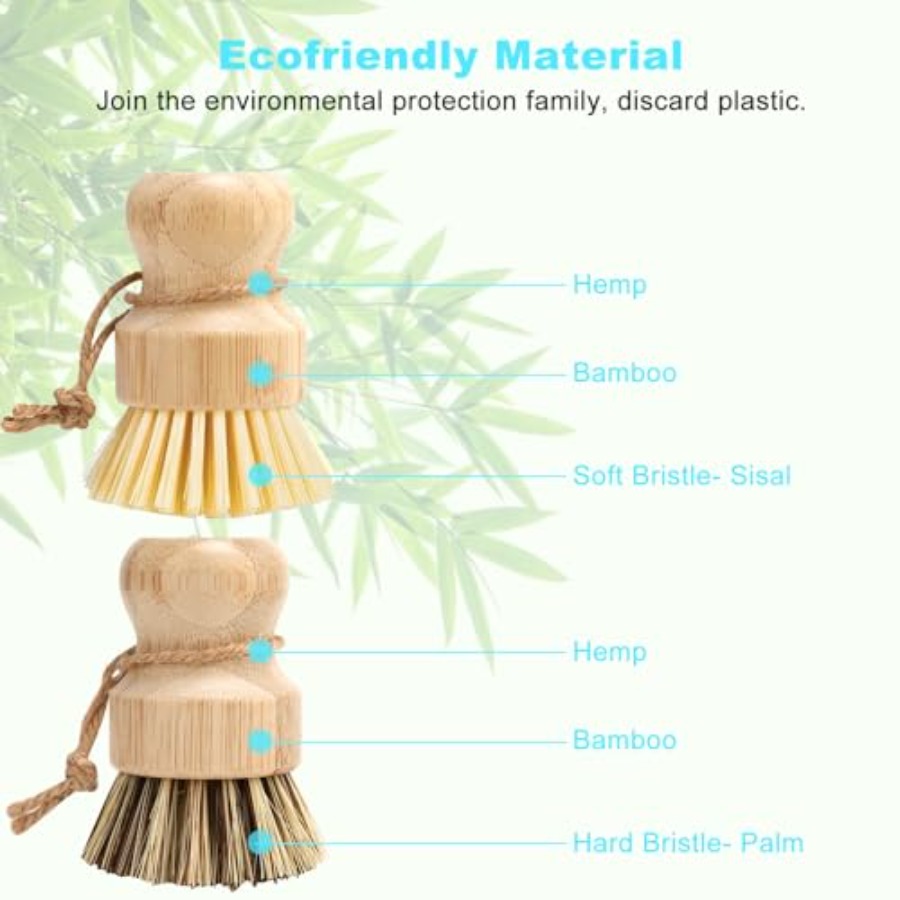 Bamboo Dish Brush Set, 2 Pcs P - Dish Brush Bamboo avis et prix