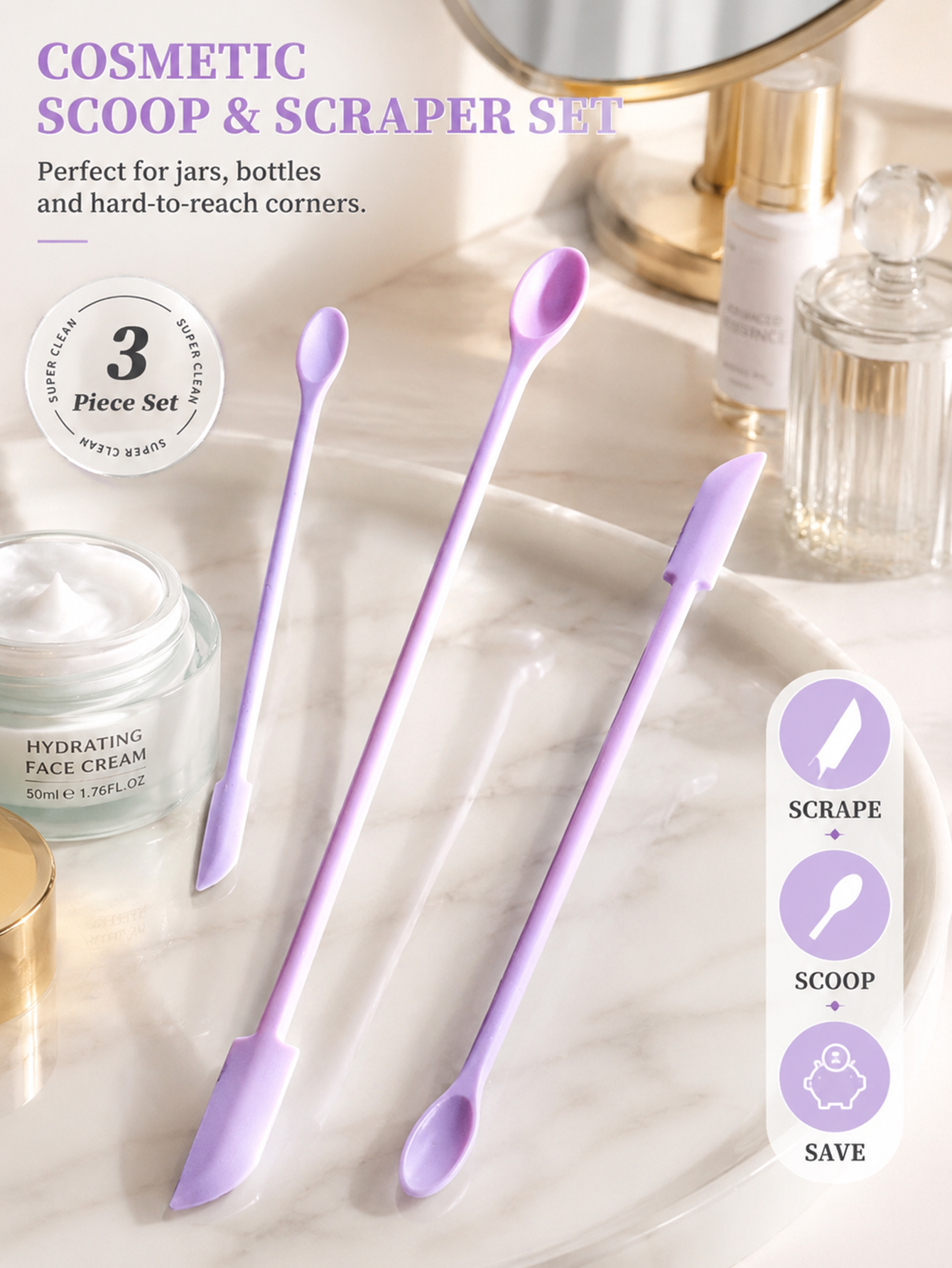3Pcs Makeup Spatula Set Double - Zero Waste Kit Travel avis et prix
