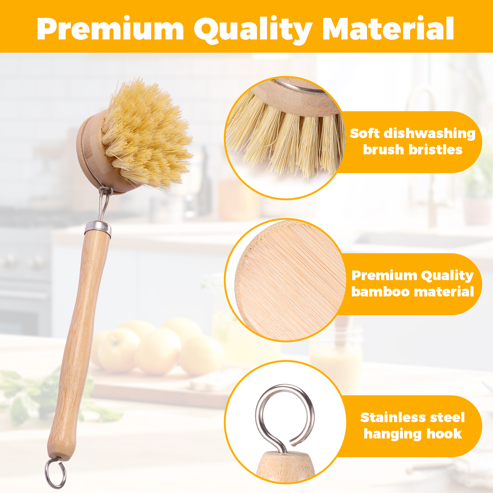 4/5Pcs Bamboo Dish Brush Set P - Dish Brush Bamboo avis et prix