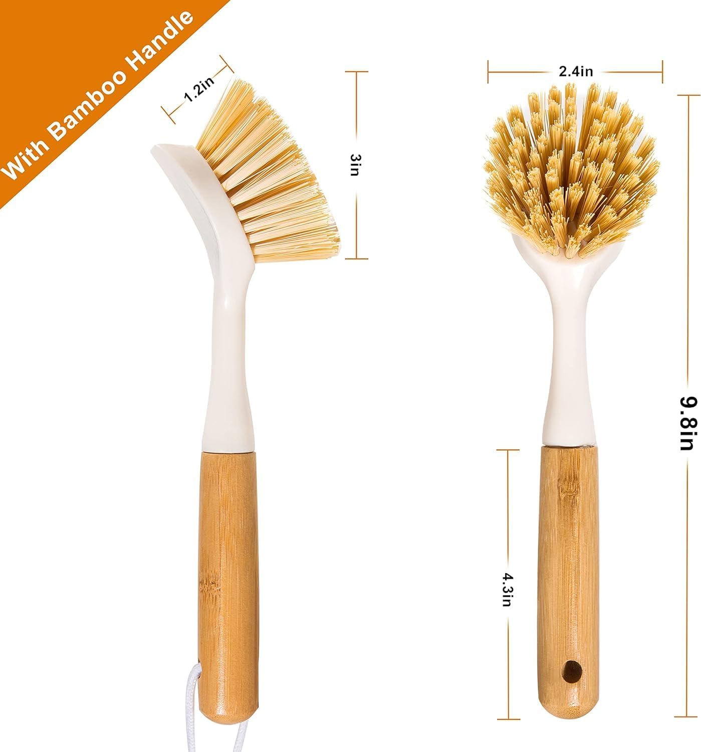 2 Pack Kitchen Dish Brushes wi - Dish Brush Bamboo avis et prix