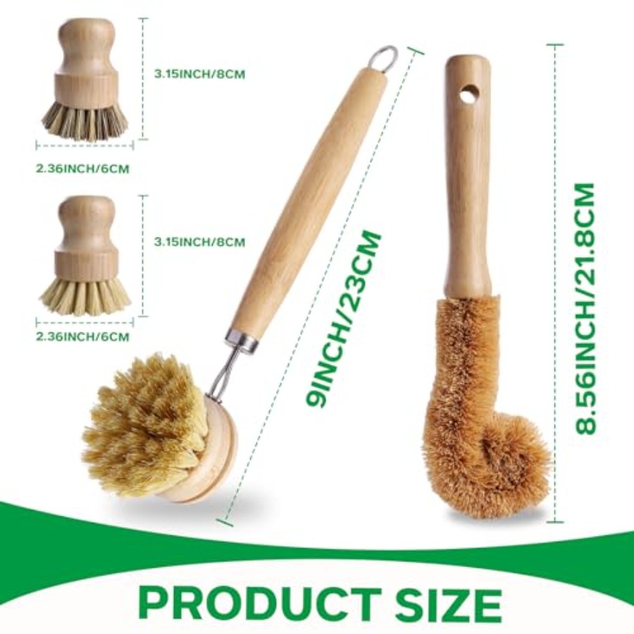 Bamboo Dish Brush Set - 5 Pack - Dish Brush Bamboo avis et prix