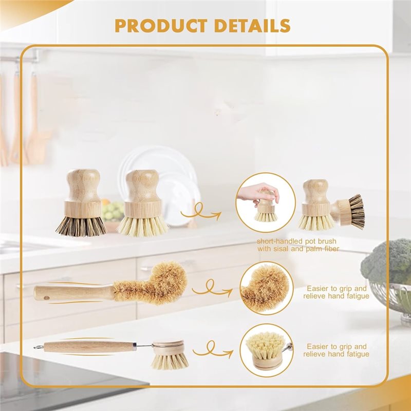 ABNL Ergonomic Wooden Handles  - Dish Brush Bamboo avis et prix