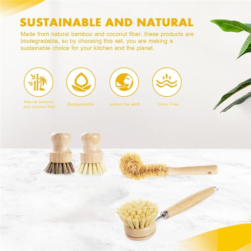 ABNL Ergonomic Wooden Handles  - Dish Brush Bamboo avis et prix