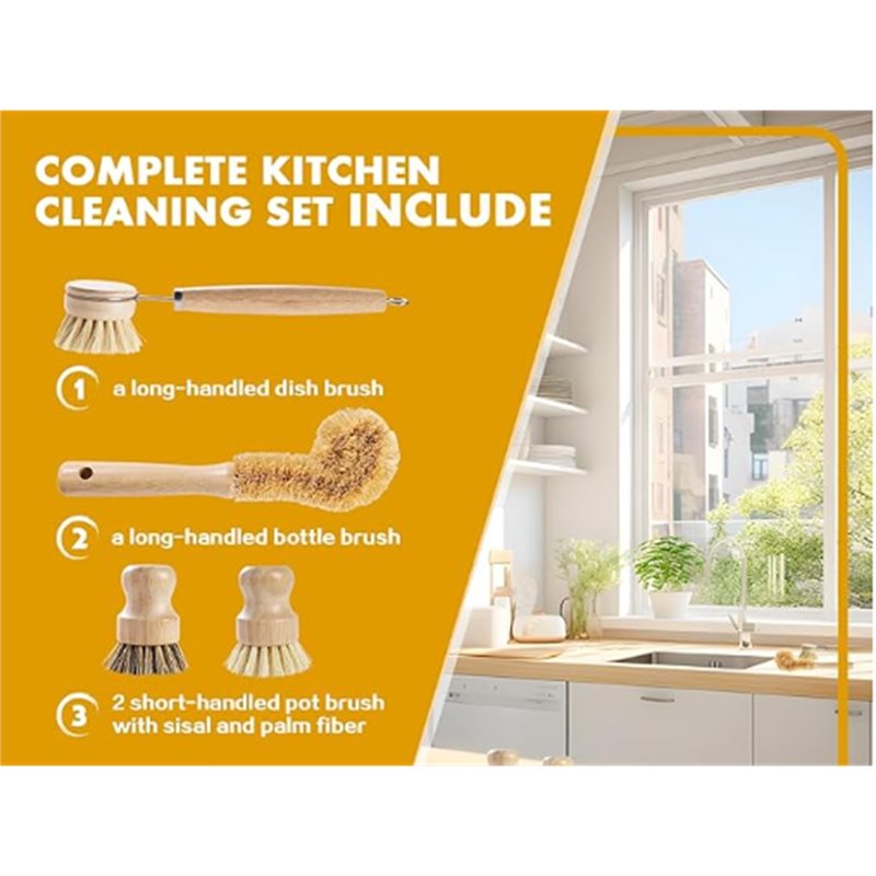 ABNL Ergonomic Wooden Handles  - Dish Brush Bamboo avis et prix