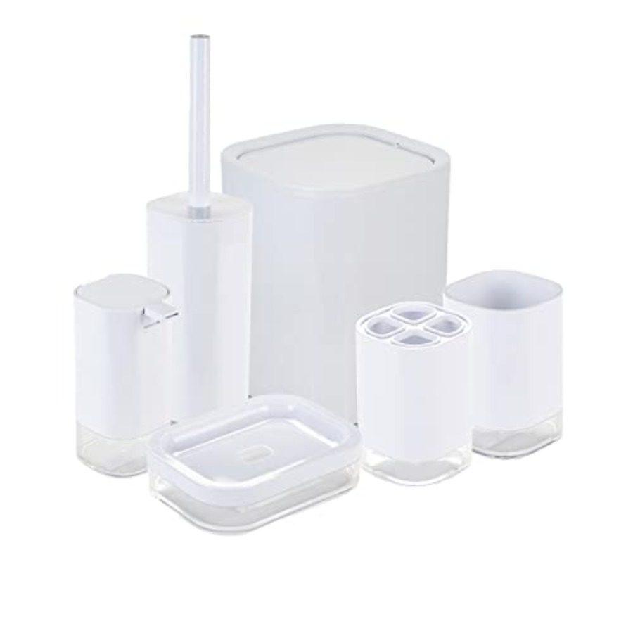 6 Pcs Acrylic Bathroom Set Toi - Dish Brush Bamboo avis et prix