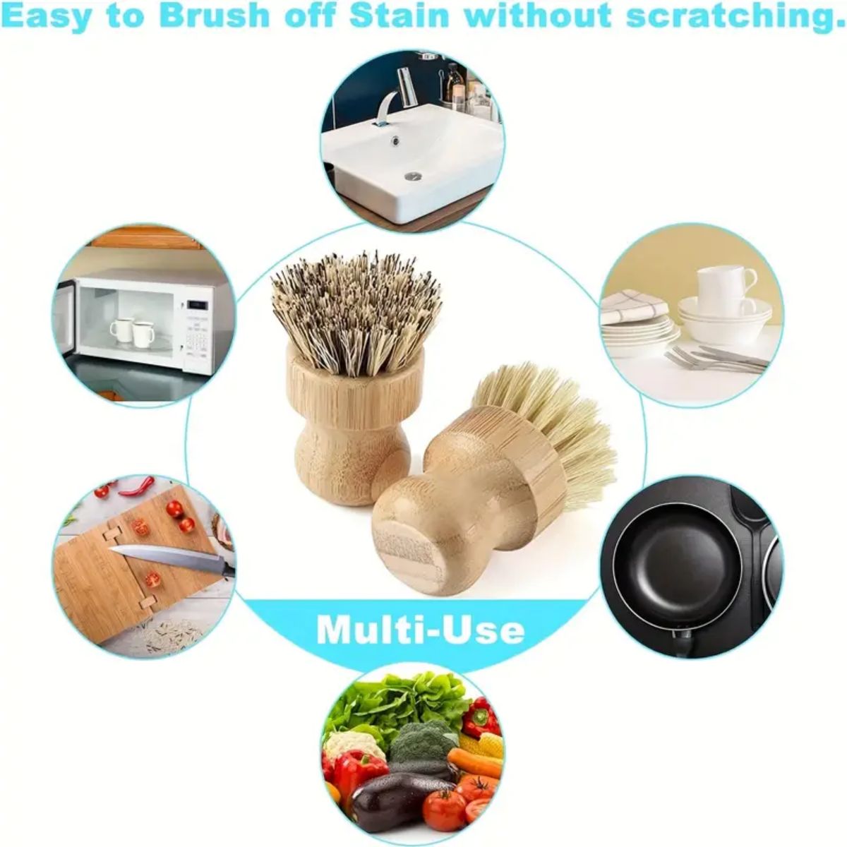 1/2/3pcs Multi-Functional Kitc - Dish Brush Bamboo avis et prix