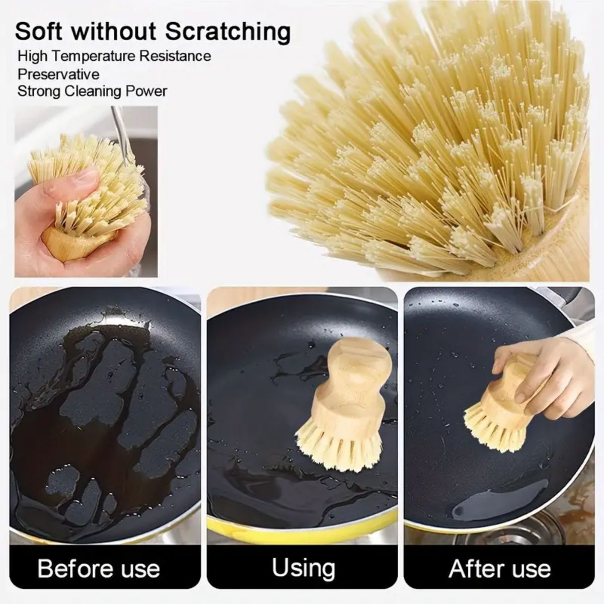 1/2/3pcs Multi-Functional Kitc - Dish Brush Bamboo avis et prix